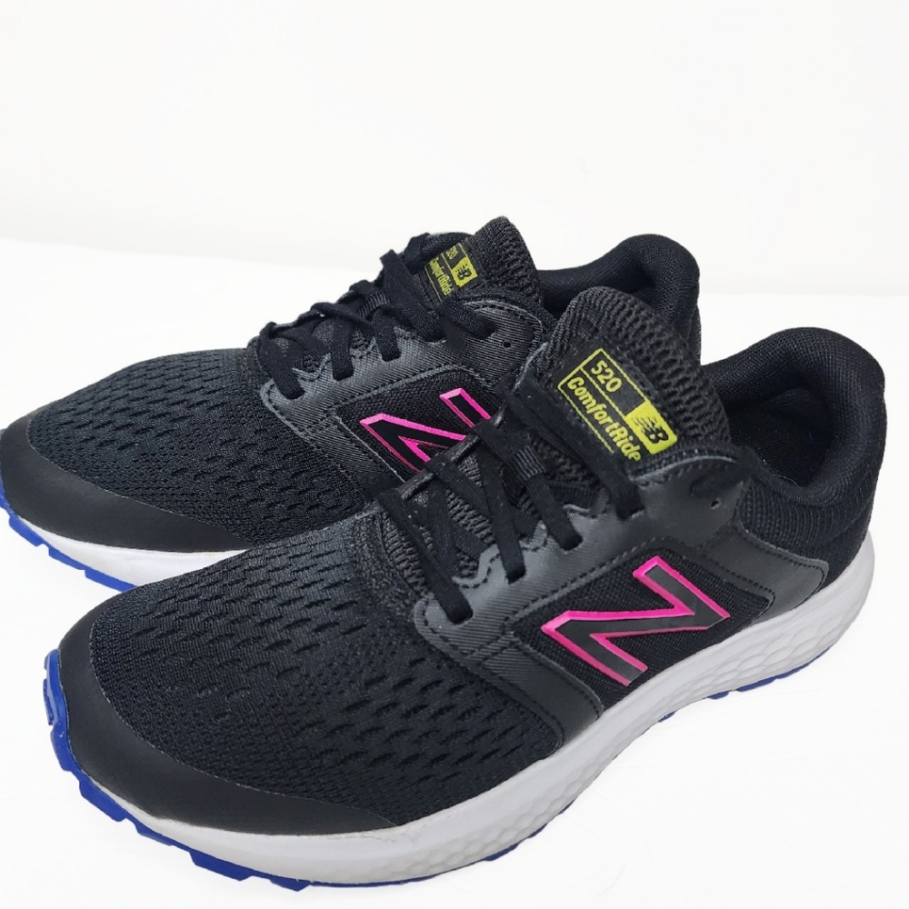 Womens 8 New Balance 520 Comfort Ride Athletic Shoes Black Pink Sneakers